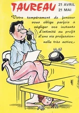 CARTE POSTALE ILLUSTRATEUR ALEXANDRE / SIGNE DU ZODIAQUE / TAUREAU / NU / NUE