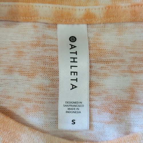 Athleta Tank Top Damen Gr. S ärmellos orange weiß Freizeit Stretch Sport - Bild 5 von 5