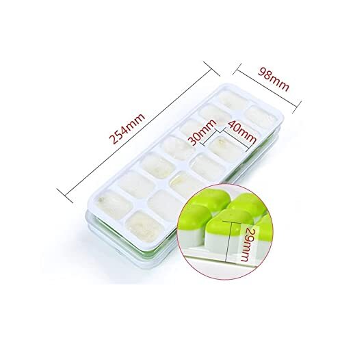 2Pack Flexible Silicone Ice Cube Trays Easy-Release w/ Spill-Proof Removable Lid - Bild 2 von 5