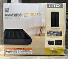 NIB Intex Dura Beam Twin Air Mattress Built In Pump & Pillow Velvety Surface 10"