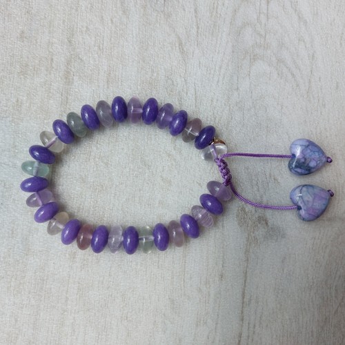Bracciale Lola Rose Nikki And Me Viola Trasparente Loveheart Gemme Boho Kitsch - Foto 9 di 15
