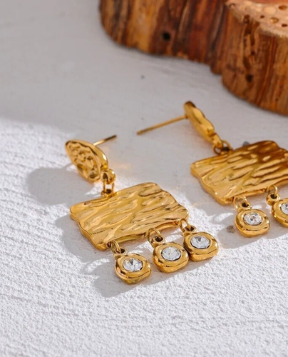 Tassel Earrings Dangle Drop Cubic Zirconia Gold Plated Jewelry for Women Gift - Picture 3 of 14