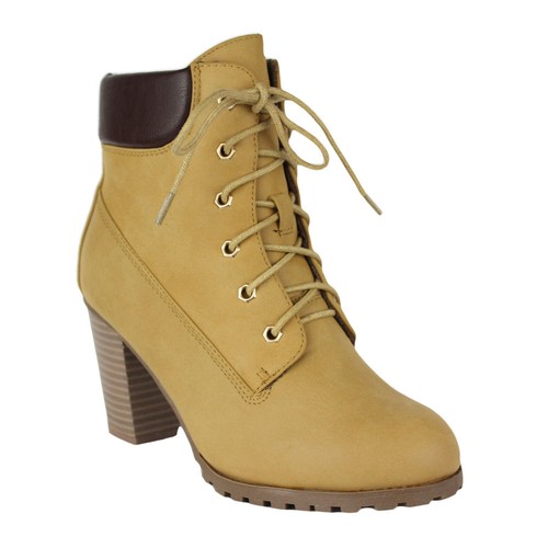 Women's Ankle Boots Lace Up Booties Chunky Stacked High Heel Rugged Padded Shoes - 第 11/21 張圖片