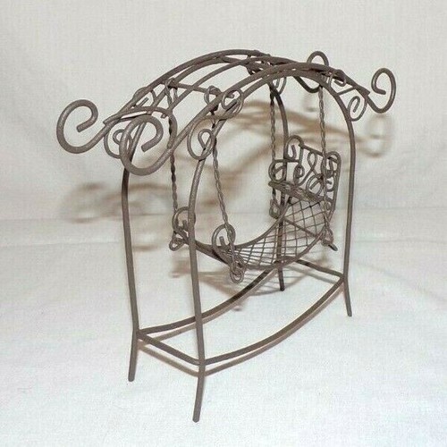 Puppenhaus Miniatur Metalldraht Feengarten Veranda Terrasse Schaukel Hängematte Möbel - Bild 2 von 6
