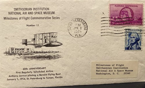 SMITHSONIAN INSTITUTION MILESTONES OF FLIGHT #11 SCHEDULED AIRLINE 60 ANNIV 1974 - Picture 2 of 6