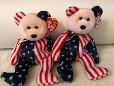 PINK FACE Spangle Beanie Baby Bear - RETIRED