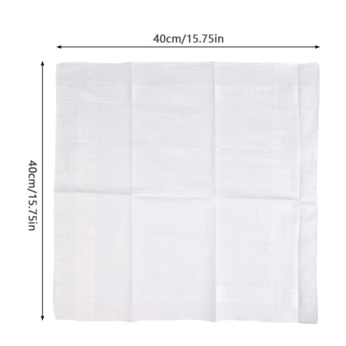 Mens Handkerchief 100% Soft Cotton Large Pure White Pocket Squares Hankies Packs - Picture 2 of 3