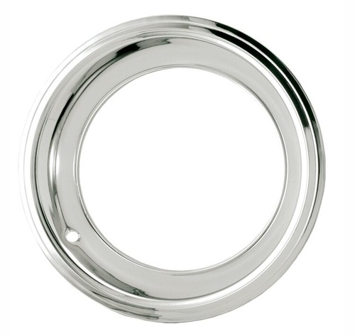 15" DEEP DISH CHROMED STAINLESS STEEL TRIM BEAUTY RING WIDE STEPPED EDGE SET - Picture 2 of 2