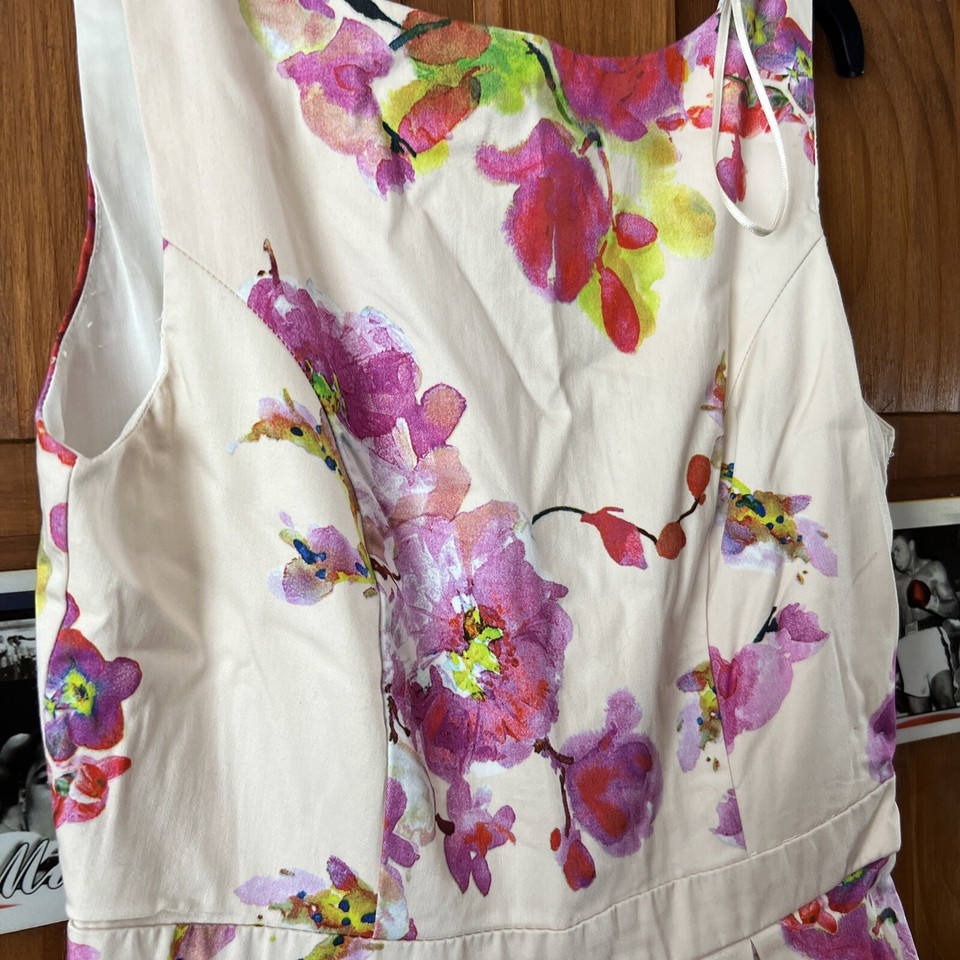 Ladies Dress Cream Flowers Size 10 eBay