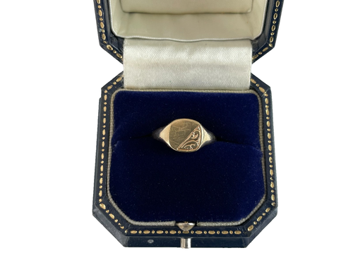 Signet Ring 9ct Gold Signet Vintage Ring - Size Q - Picture 2 of 17