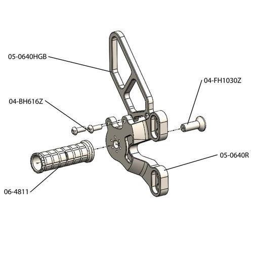 JUEGOS TRASEROS DE CARRERAS DUCATI 2011 1198 SP WOODCRAFT - GP SHIFT - KIT ESTÁNDAR - Imagen 4 de 7