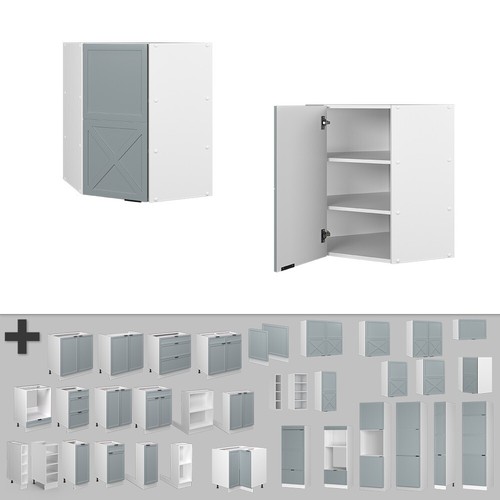 Eckhängeschrank Fame-Line Weiß Hellblau-Grau gerahmt 57 cm Vicco - Bild 5 von 5