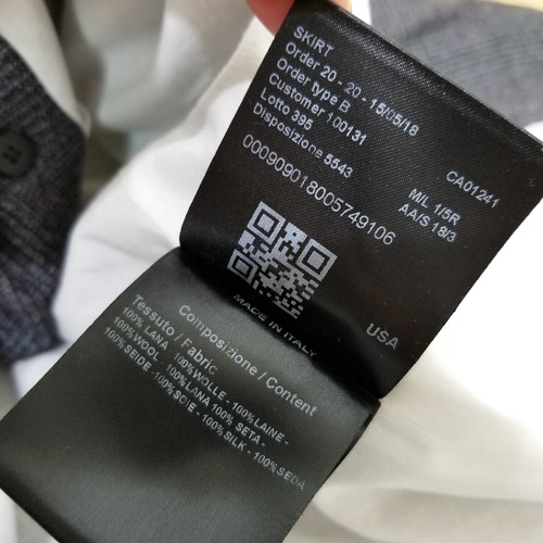 $990 Calvin Klein 205W39NYC Size 10 Womens Front Button Plaid Wool Skirt In Gray - Picture 9 of 9