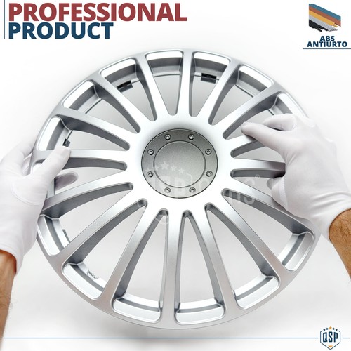 4 Copricerchi per VW Polo 6R 15'' Pollici Coppette Silver 16 Razze MADE EU - Foto 6 di 13
