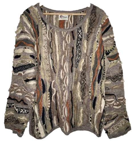 Vintage Coogi Classic Knit Sweater Linen Small Earth Tones Brown Orange Black - Picture 1 of 20