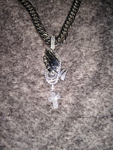 Men's Silver Stainless Steel Tight Link Cuban Chain And Pendants Set!! - Picture 16 of 24