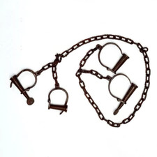 Leg-&-Hand-Adjustable-Cuffs-With-Chain Antique Finish Alcatraz Prison Transfer