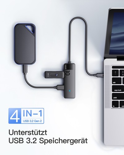 Inateck USB C 4 USB-A Ports Hub USB 3.2 Gen 2 10Gbps Windows 11 Linux Mac OS - Bild 4 von 7