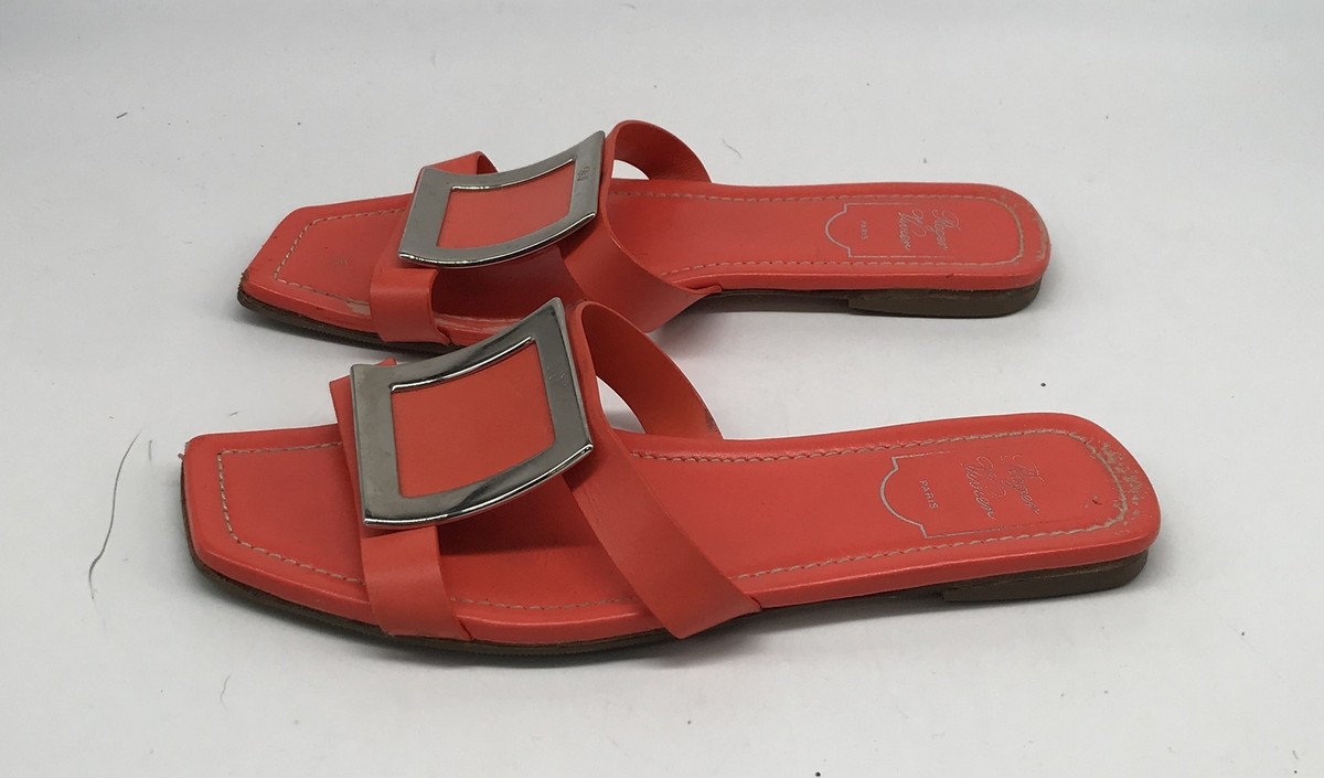 Roger Vivier bikiviv slide sandal in coral orange sz 39 eBay