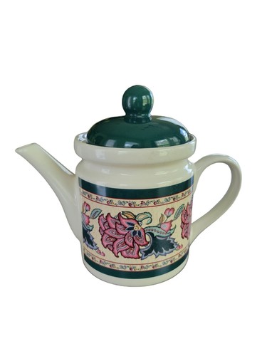 Vintage Ceramic Preferred Stock Paisley Garden Green Multicolor Tea Pot with Lid - Picture 7 of 16