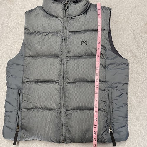 Burton AK Down Puffer Vest Small Gray Pockets Ski Outdoors Quilted - Picture 7 of 11