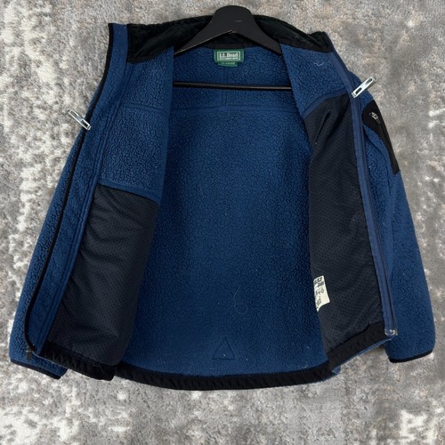 LL Bean Boys Size M10-12 Fleece Outdoor Mock Neck Jacket Blue Long Sleeve Zip - Picture 3 of 9