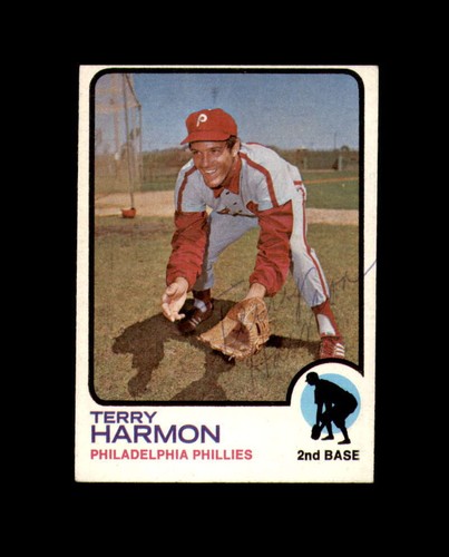 Autografo Terry Harmon firmato autentico 1973 Topps Philadelphia Phillies - Foto 1 di 2