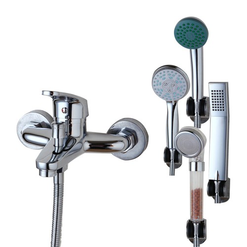 Chrome Polished Bathroom Shower Faucet Wall Mounted Bathtub Mixer Tap Combo Kit - Picture 1 of 20