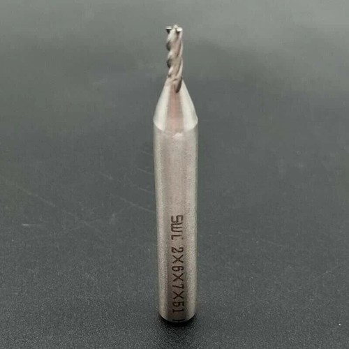 5pcs 2mm 4Flute 2×6×7×51mm×4F HSS Aluminium CNC End Mill Cutter (SWT) - Picture 3 of 5