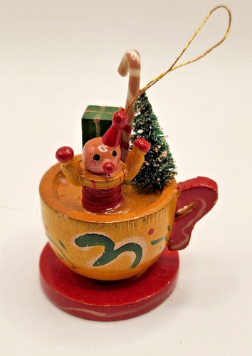 Russ Wooden Tea Cup Christmas Tree Holiday Ornaments See Photos for Condition - Picture 7 of 9