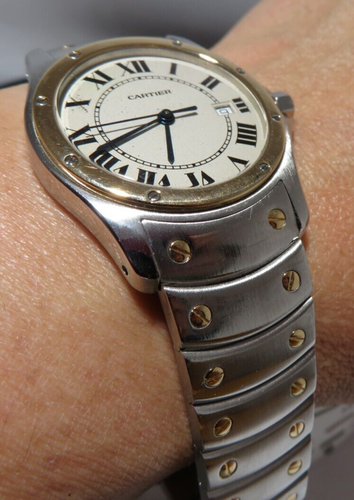 Cartier Santos Ronde 1551 18K Yellow Gold Steel Quartz 7" LONG 30MM CASE G132395 - Picture 23 of 24