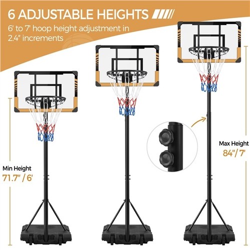 Portable Basketball Hoop Outdoor/Indoor Basketball Goal Court for Kids/Youth 7ft - Picture 6 of 12