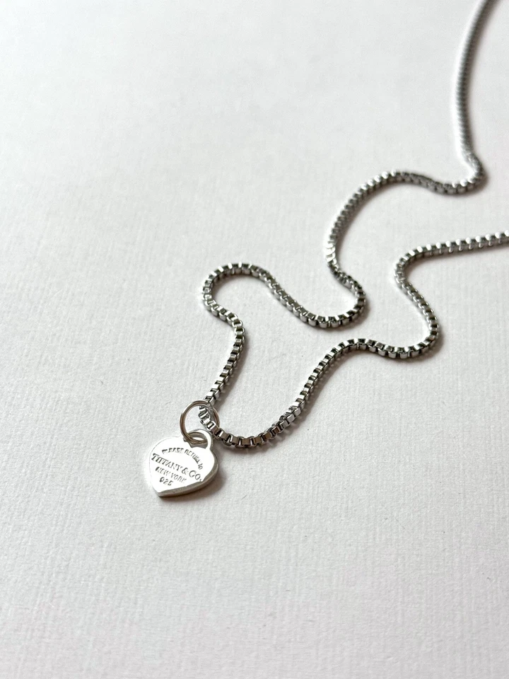 Tiffany and Co .925 Silver Heart Pendant on Chain/Necklace - Image 2 of 4