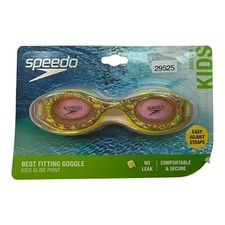 Speedo Kids Glide Print Best Fitting Swim Goggle Sunshine Yellow Age 3-6