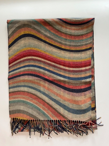 Paul Smith SWIRL check tartan Wool and Cashmere SCARF in bag *Made in Italy* - Picture 15 of 21