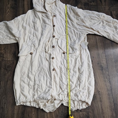 Free People One Cedar Parachute Jacket Hood Quilted Knit Oversized Ivory Small. - Picture 16 of 18