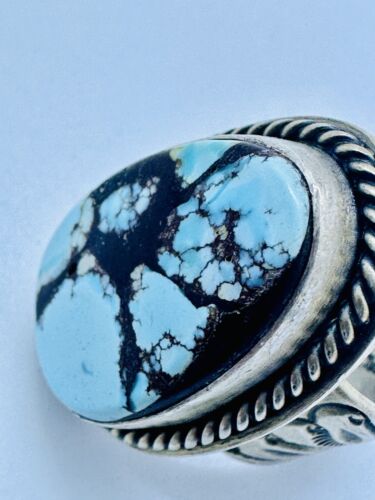 TIM VANDEVER Giant Navajo Natural Turquoise Sterling Silver Ring - Picture 10 of 16
