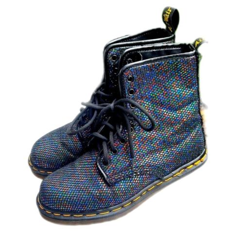 *Rare*Vintage 90s Dr. Martens Doc 1460 Glitter Fishnet Net Boots US 5W Coachella