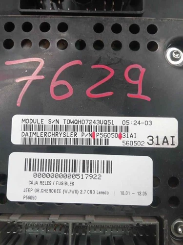 P56050 Caja Reles/Fusibles para JEEP GRAND CHEROKEE (WJ/WG) 2.7 CRD Lared 517922 - Imagen 2 de 8