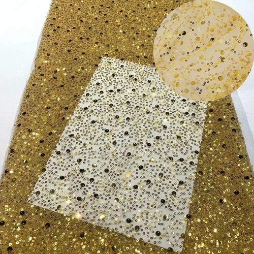 Tela de malla de encaje con cuentas de lentejuelas brillantes de 130 cm para costura de vestido de novia hágalo usted mismo - Imagen 19 de 19