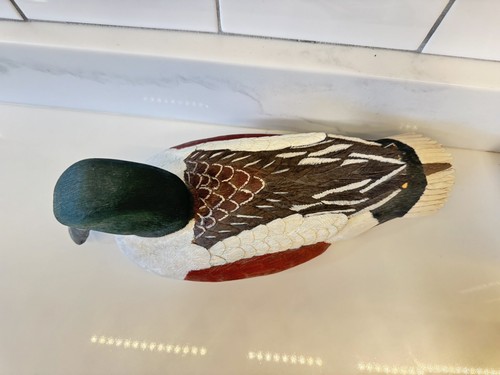 Shoveler Drake Wood Wooden Duck Glass Eyes Eye Signed Royce Evans C Evans - Picture 4 of 12