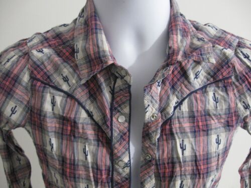 HENRY HOLLAND WOMENS LONGSLEEVE PLAID CHECK CACTUS SHIRT PINK SIZE 10 - Picture 2 of 5