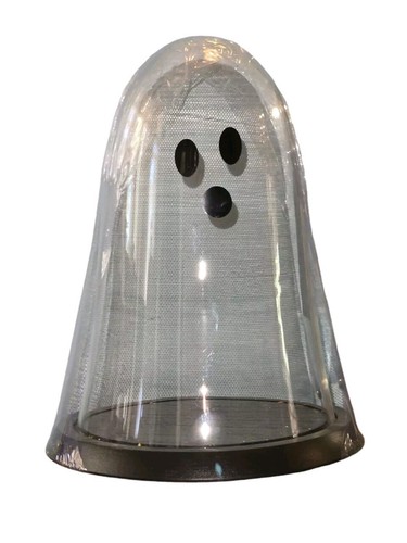 Target Black Wood & Clear Glass Spooky Halloween Ghost Cloche 8"HX6"D - Picture 2 of 4