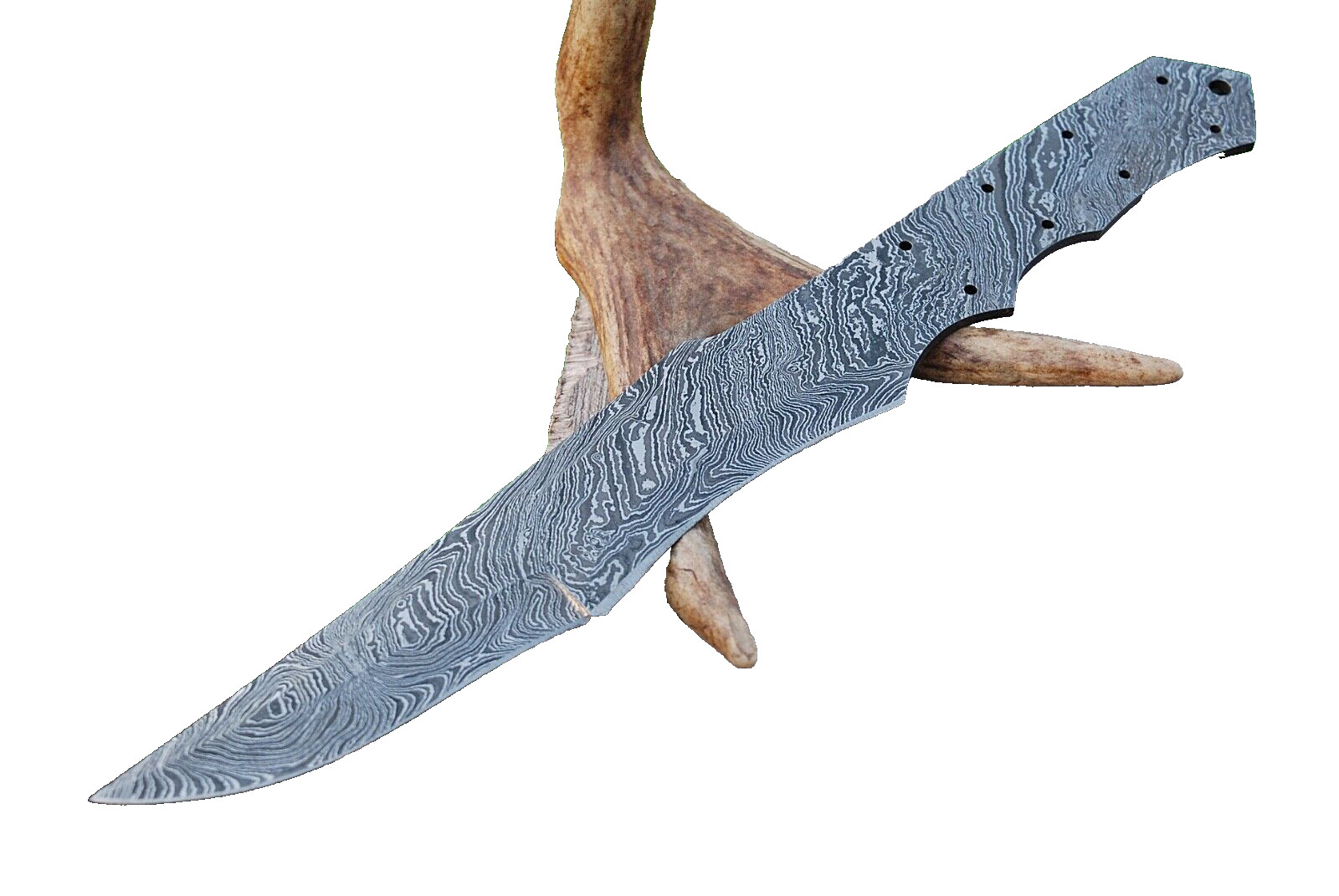 Custom Handmade Damascus steel Fix Blade Hunting Bowie blank blade knife