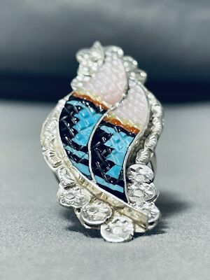 Important Eldred Martinez Zuni Native American Sterling Silver Ring Important Eldred Martinez Zuni Native American Sterling Silver Ring