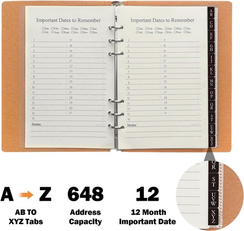 Refillable Address Book with Alphabetical Tabs, Hardcover Phone Book 648 Contact - Picture 2 of 2