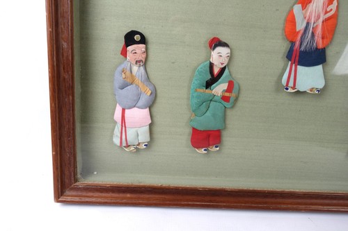 Rare Vintage Chinese Framed Painted Silk Embroidery of Nine Immortals Vintage - Picture 3 of 8