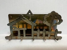 Vintage Brass Wall-Mounted Key & Mail Holder Rack