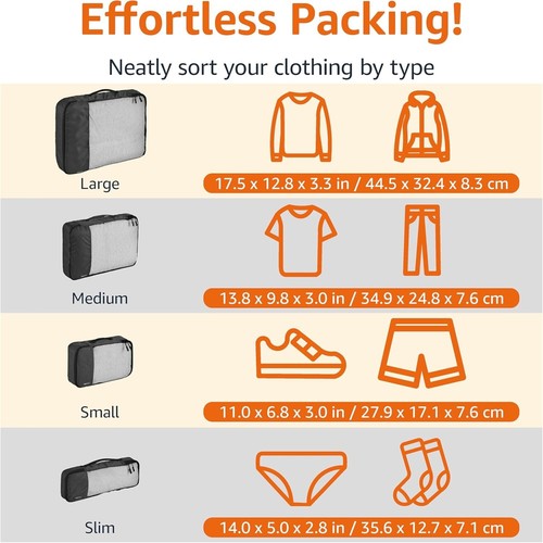 Amazon Basics Packing Cubes for Travel, Packing Organizers Set, 4-Piece-Set (Sli - Picture 5 of 5