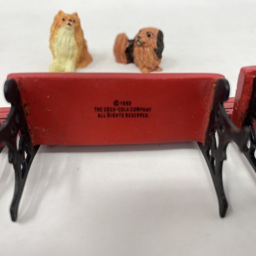 Three 1993 Coca-Cola Town Square Collection Christmas Village Park Bench +Dogs - Picture 7 of 15
